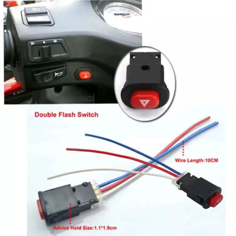 SAKLAR HAZARD ON/OFF/DIM HAZARD SEIN/SEN MOTOR TOMBOL LAMPU TEMBAK switch on off UNIVERSAL