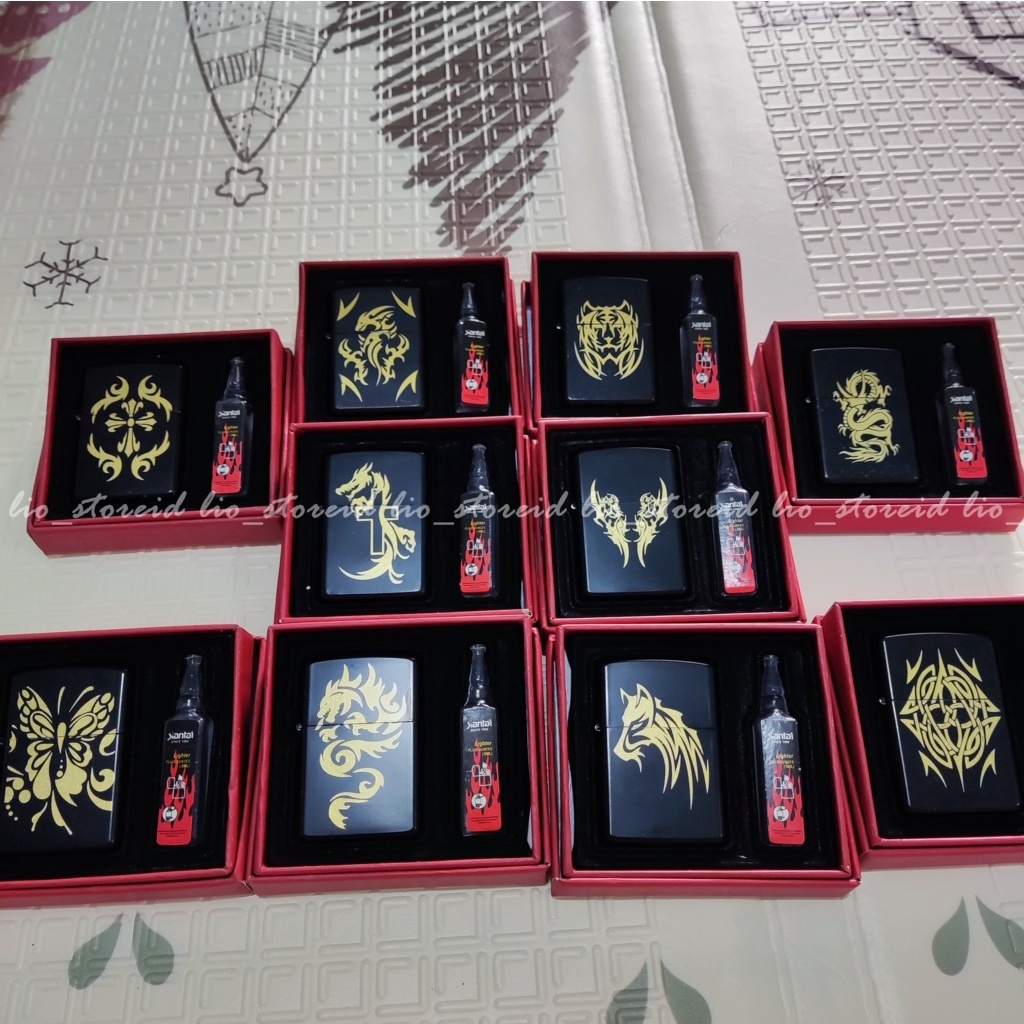 ZIPPO SET HITAM MOTIF 1280-8