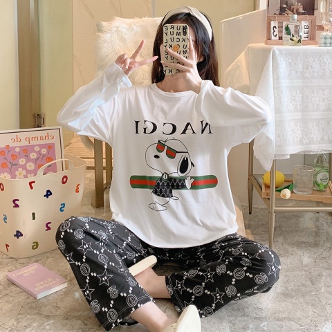 1110 SETELAN SET BAJU KAOS TIDUR PIYAMA PANJANG KEKINIAN PP SPANDEK IMPORT FASHION WANITA KOREA ONE 