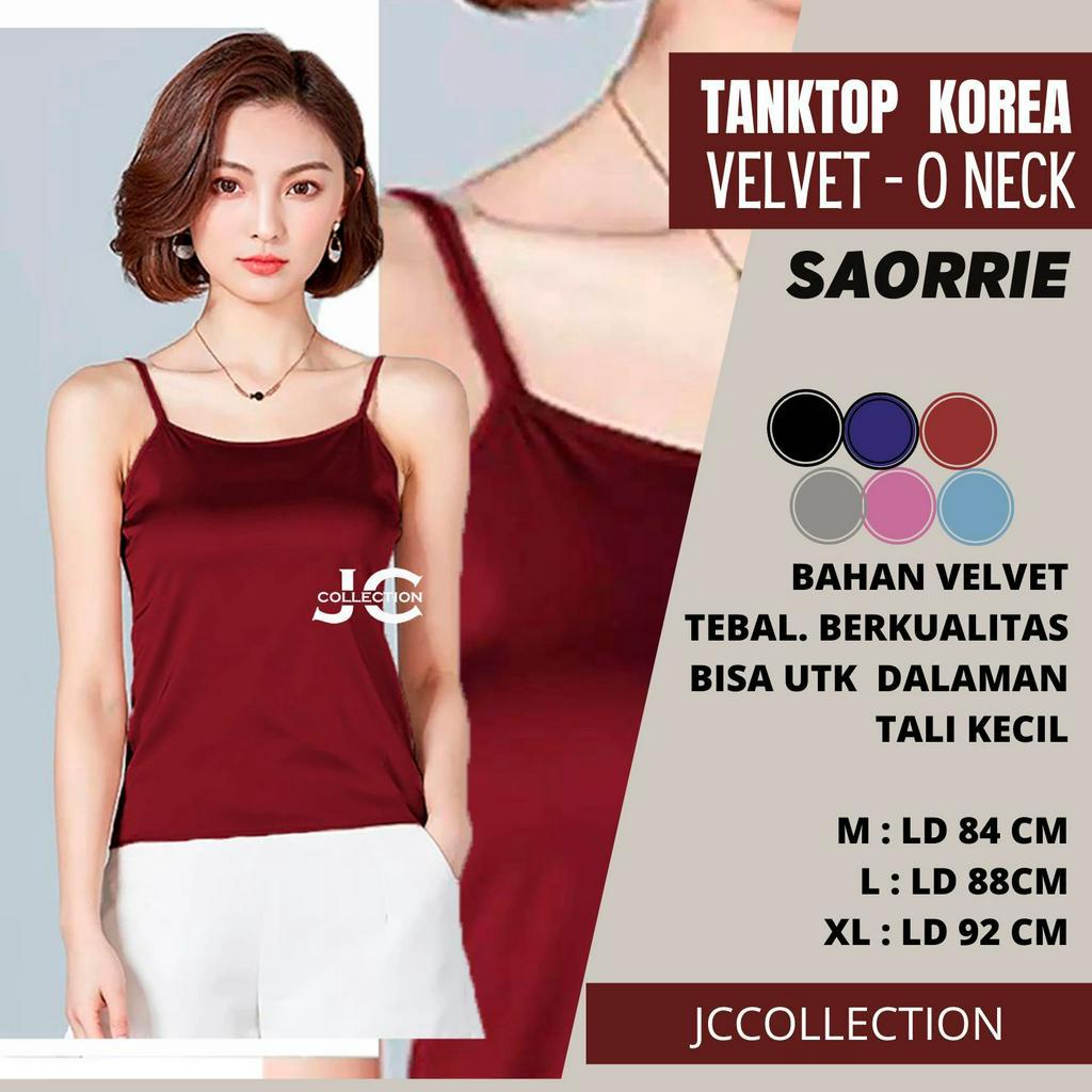 Tanktop Camisoles Singlet Tali Kecil Saorine / Tanktop Singlet Velvet Saten Tali Spageti - JCCollections