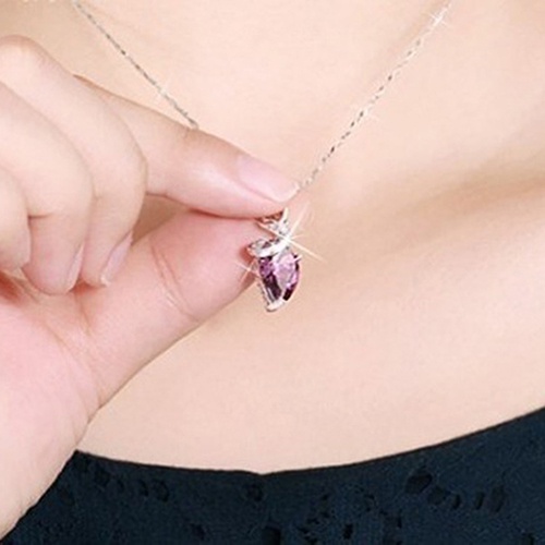 Hu Hu Hu Hu Hu Alat Bantu Pasang Kacamata♡ Kalung Rantai Liontin Waterdrop Bahan Zircon Untuk Wanita