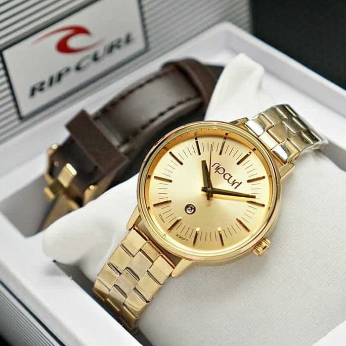 Promo Grosir Jam Tangan Wanita Cewek Ripcurl Set Rantai Gold Terlaris