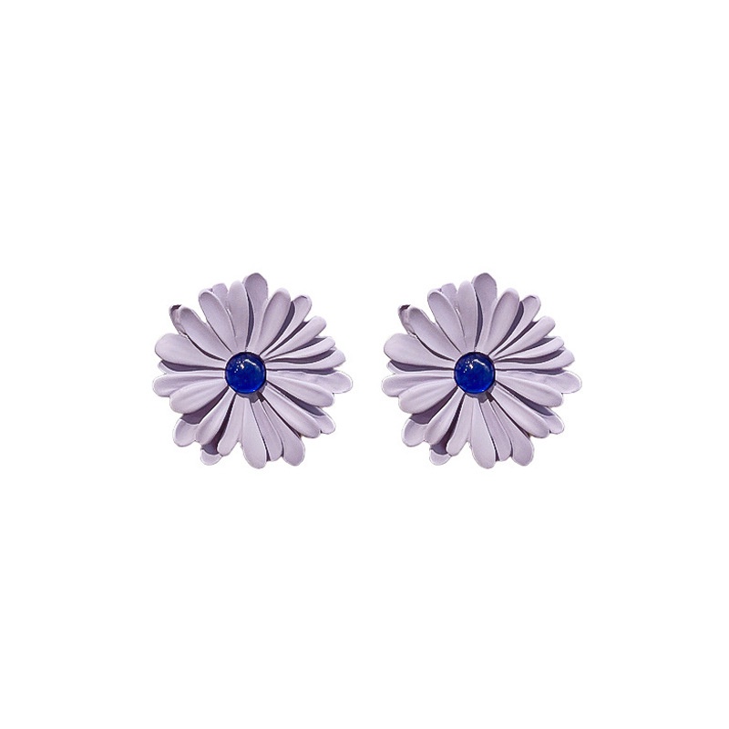 Anting 925 silver needle Bentuk Kelopak Bunga Warna Biru Gaya Korea Untuk Wanita