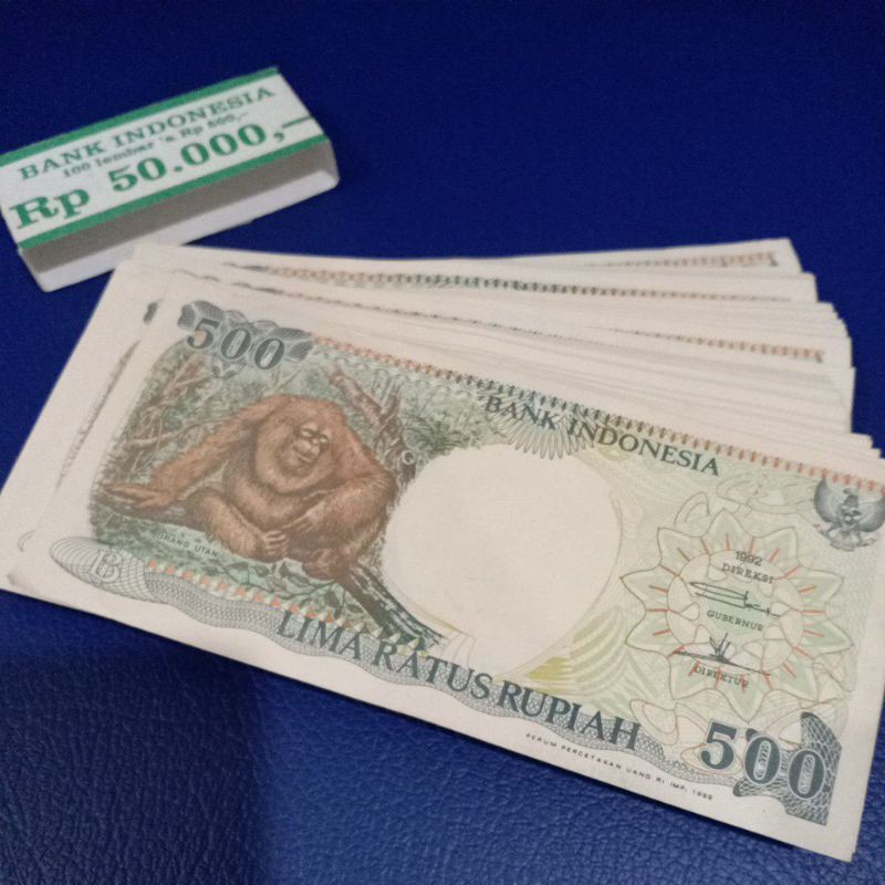 Uang Kertas 500 Rupiah Tahun 1992 Kertas Gambar Orang Utan
