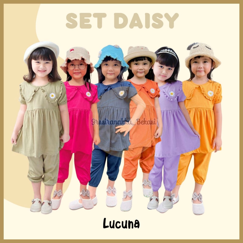 Setelan Anak Lucuna Daisy Mix Warna 1,2,3,4,5 tahun