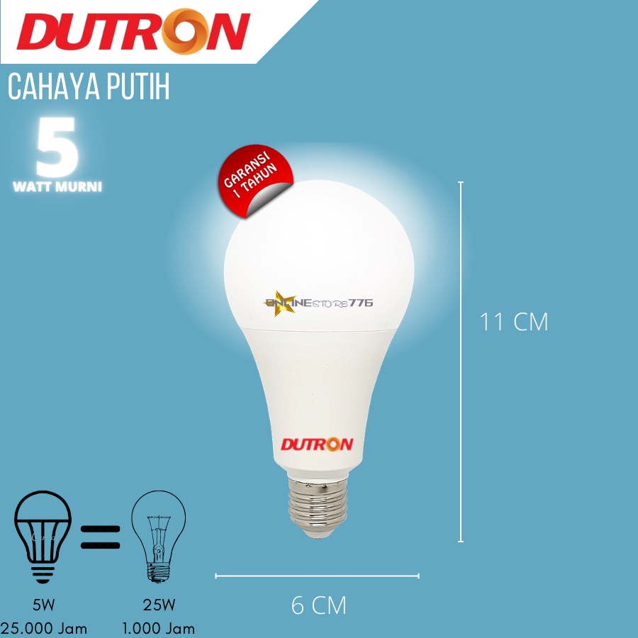 Lampu - Bohlam - DUTRON LED 5W - DUTRON 5 Watt - Bohlam LED - Lampu LED - Garansi 1 Tahun