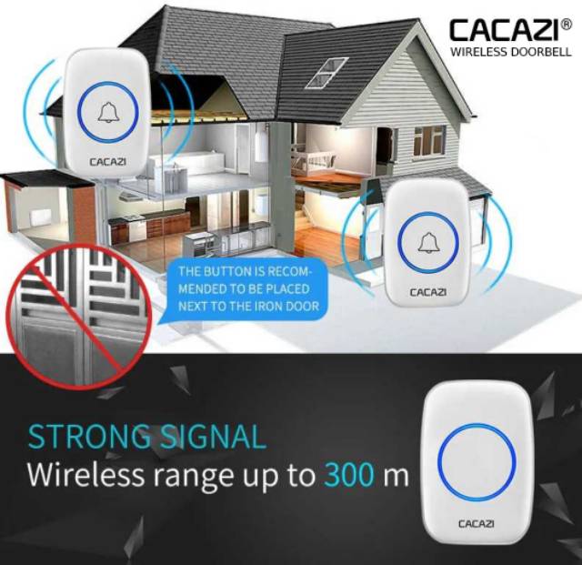 Bel Pintu Rumah Wireless Tahan Air Door Bell Wireless CACAZI Original