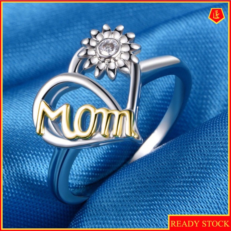 [Ready Stock]Sunflower Heart-Shaped Ring Love Mom Creative Personality