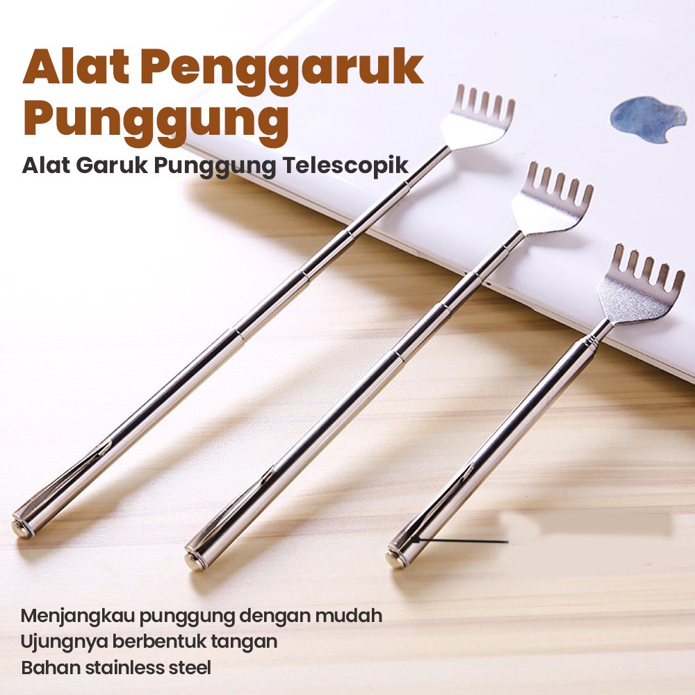 [Bisa COD] Alat Penggaruk Punggung Gatal Alat Garuk Badan Gatal Stainless Steel Scratch Scratching Itch Back