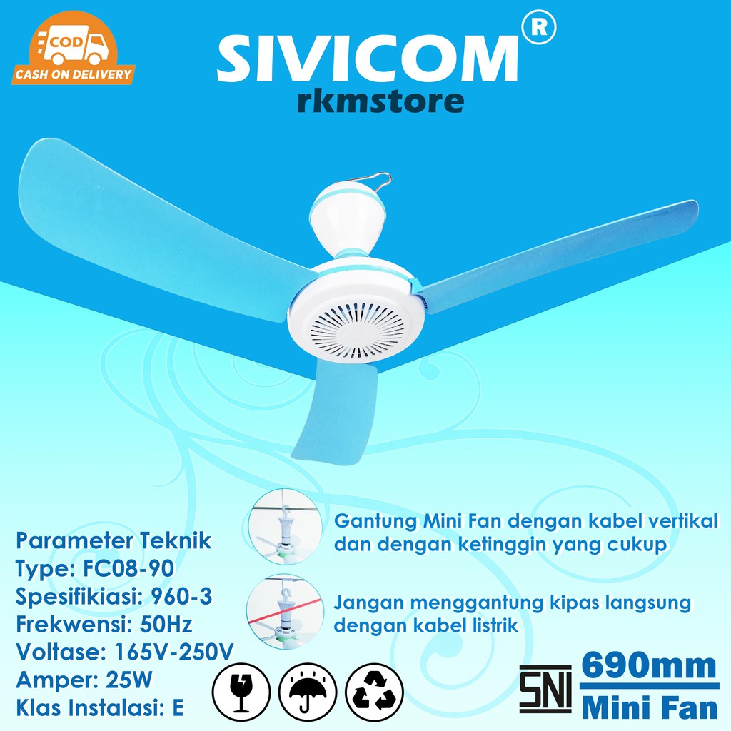 Kipas angin gantung Sivicom 3 BALING 25watt