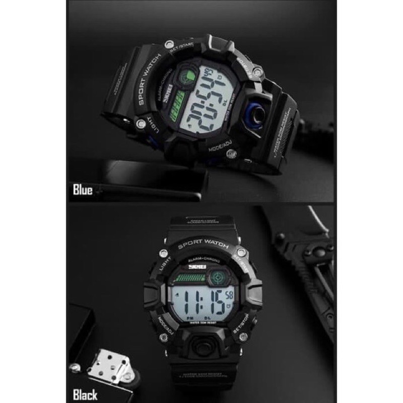 Jam Tangan Pria Digital Skmei 1242 Black Water Resistant 50m