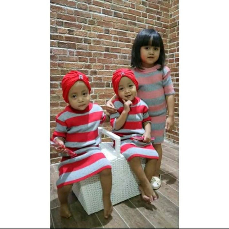 Dress Blaster Lengan Pendek Anak Perempuan / Baju Rajut Anak Cewek 2 3 4 Tahun