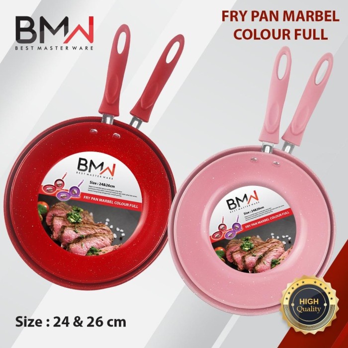 Frypan Set 2 pcs WARNA 22 &amp; 24 cm Frypan Chef Queen / Wajan Penggorengan Warna Anti Lengket