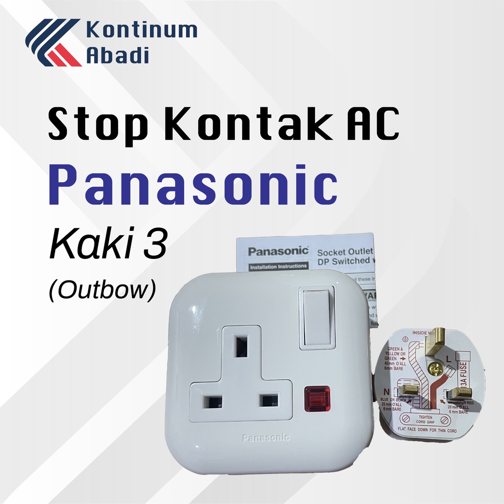 STOP KONTAK / COLOKAN / SAKLAR LISTRIK AC KAKI 3 OUTBOW - PANASONIC