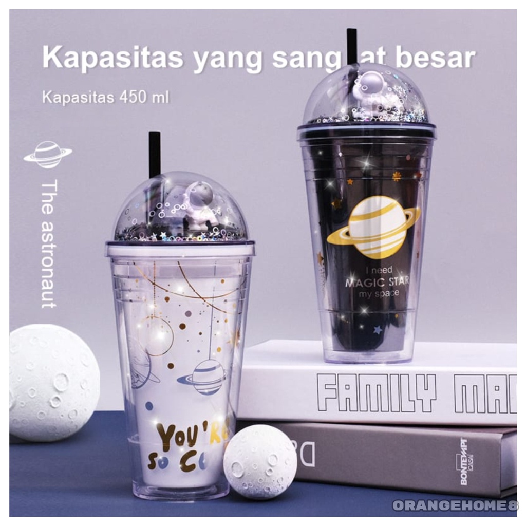 Botol Minum Gemoy Glitter Tumbler Gelas Botol Minum Air Sedotan COD