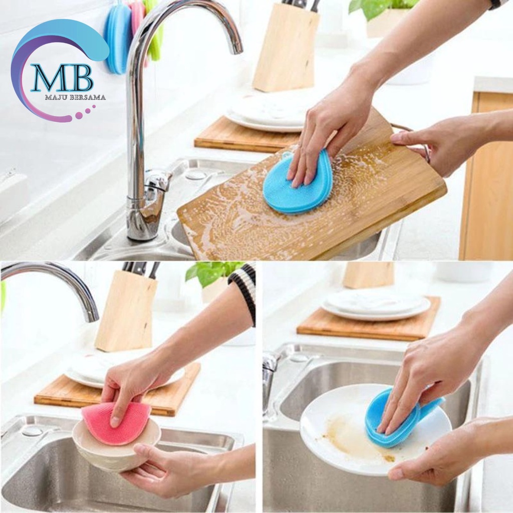 RT04 SPONS SPONGE SPON PENCUCI PIRING BULAT SILIKON SILICONE BRUSH SERBAGUNA FOOD GRADE MB2409