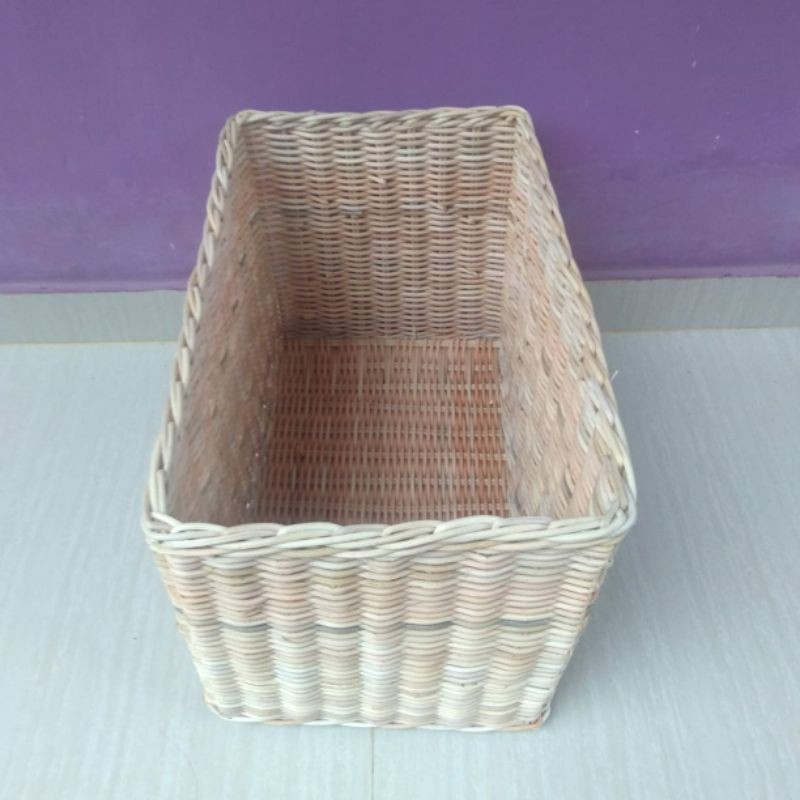 Keranjang persegi panjang kotak rotan penyimpanan 50x30x30 cm