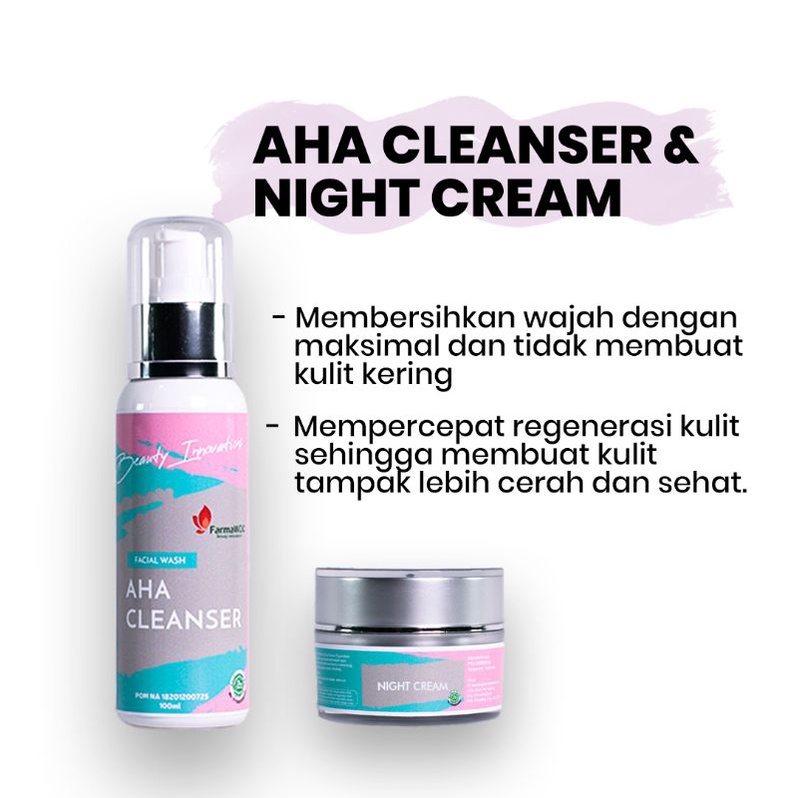 Farma Wdc AHA Cleanser & Night Cream original farma wdc BPOM