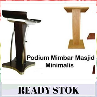 Ready Stock Podium Minimalis Stainless Kombinasi  Kayu  Jati  