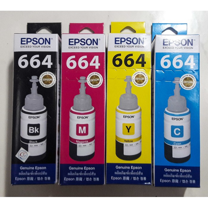 Paket TINTA Printer EPSON Black Colour Tinta Epson T6641 6641 6642 6643 6644 Original