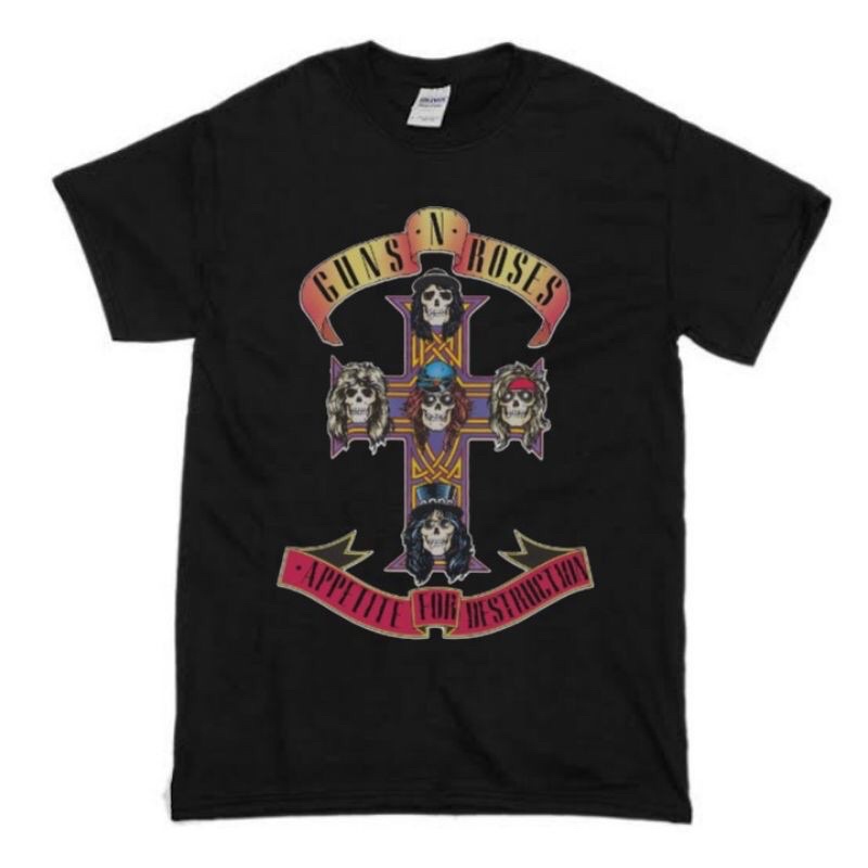 KAOS BAND GUNS N ROSES “APPETITE FOR DESTRUCTION 2” | T-SHIRT BAND GNR HITAM VINTAGE | BAJU BAND GNR