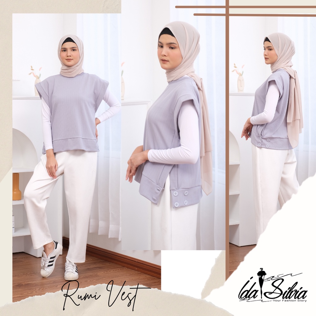 Rumi Vest Knit Premium /  Rompi knitted atasan top Outer / knitwear / Baju Rajut Wanita / Vest Korea
