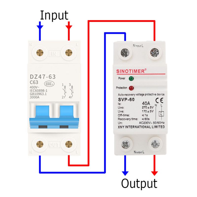 Btsg 40a 230v Din Rail Pemulihan Otomatis Reconnect over Voltage and Under Voltage Perangkat Pelindung Relay Du