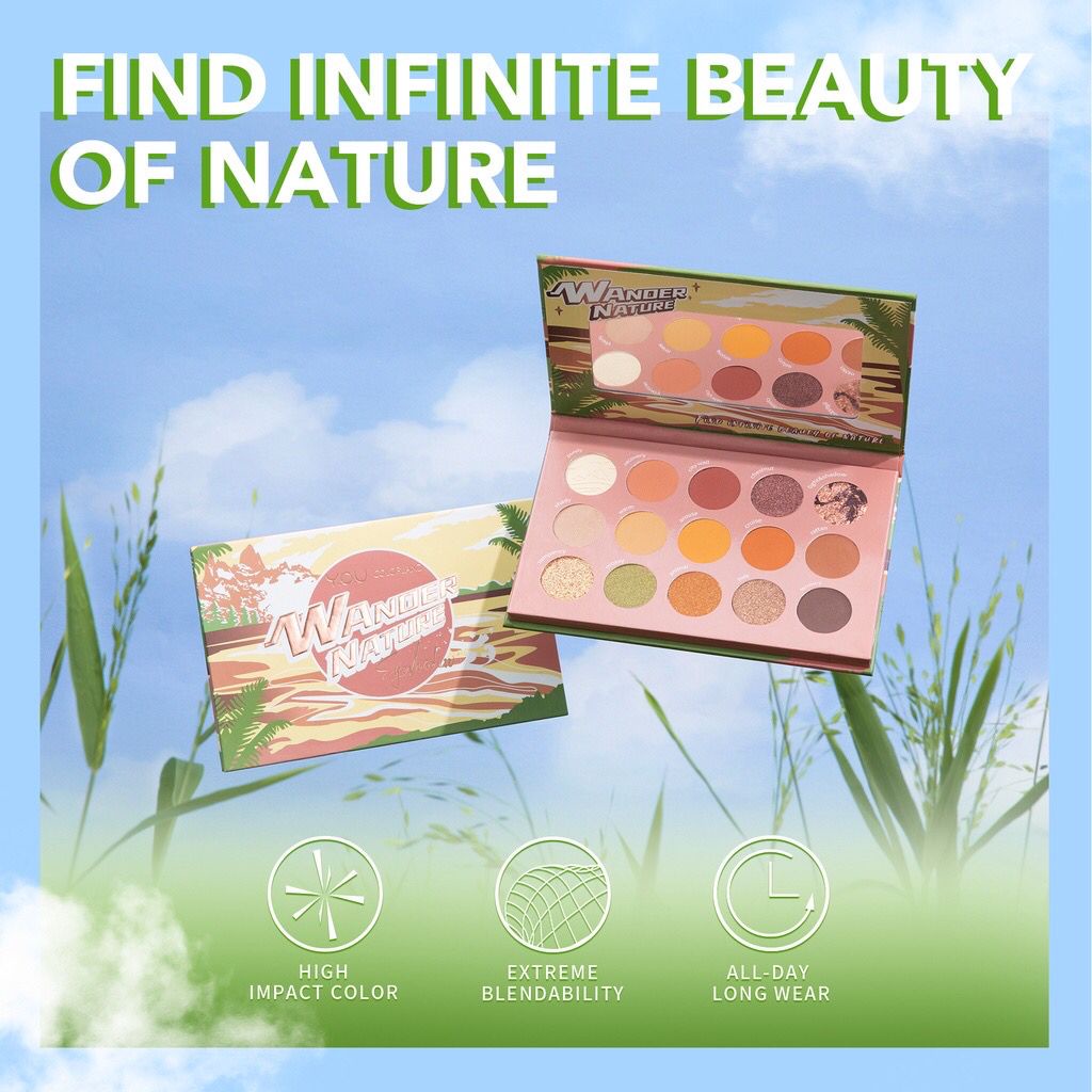 BPOM YOU Colorland Wander Nature Eyeshadow Palette|15 shades High-Impact All Day Long Wear Extreme Blendability Eyeshadow Perias Mata