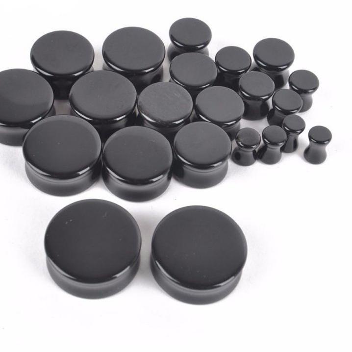 Untuk Anda-- PIERCING PLUG EARRING FULL BLACK ACRYLIC 3mm - 30mm