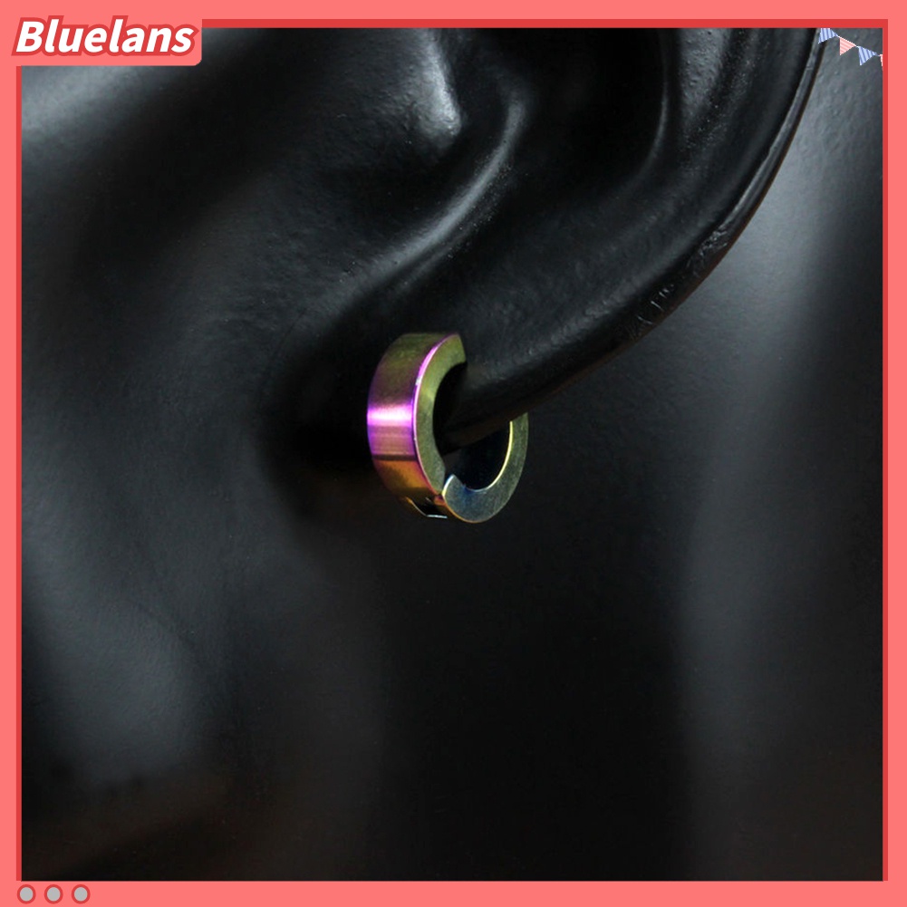 2pcs Anting Klip On Tanpa Tindik Bahan Stainless Steel Gaya Punk Untuk Unisex