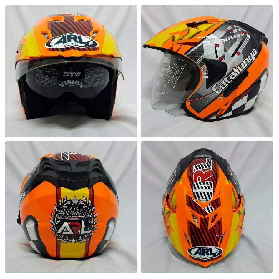 Helm ARL Half Face Double Visor Catalunya Orange.