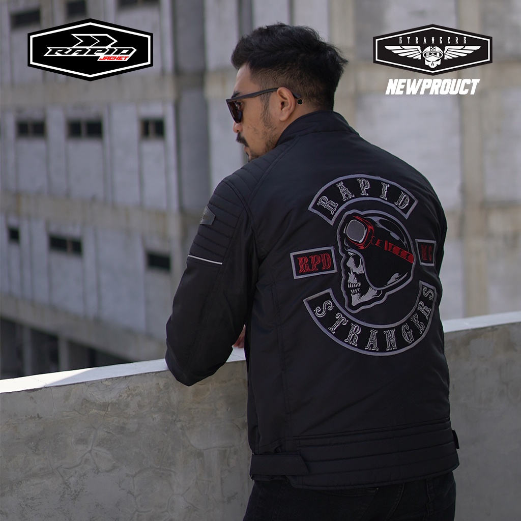 JAKET motor touring premium  RAPID STRANGERS jaket bikers full bordir tengkorak anti air dan anti angin