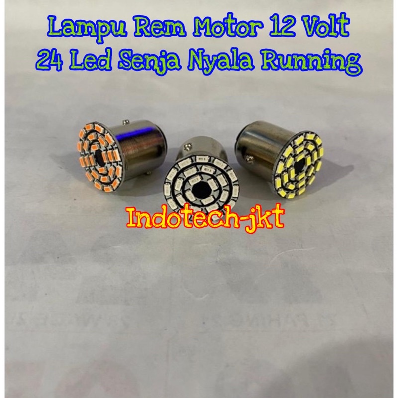 Lampu Rem Motor Mobil 12 Volt 24 Led Senja Nyala running