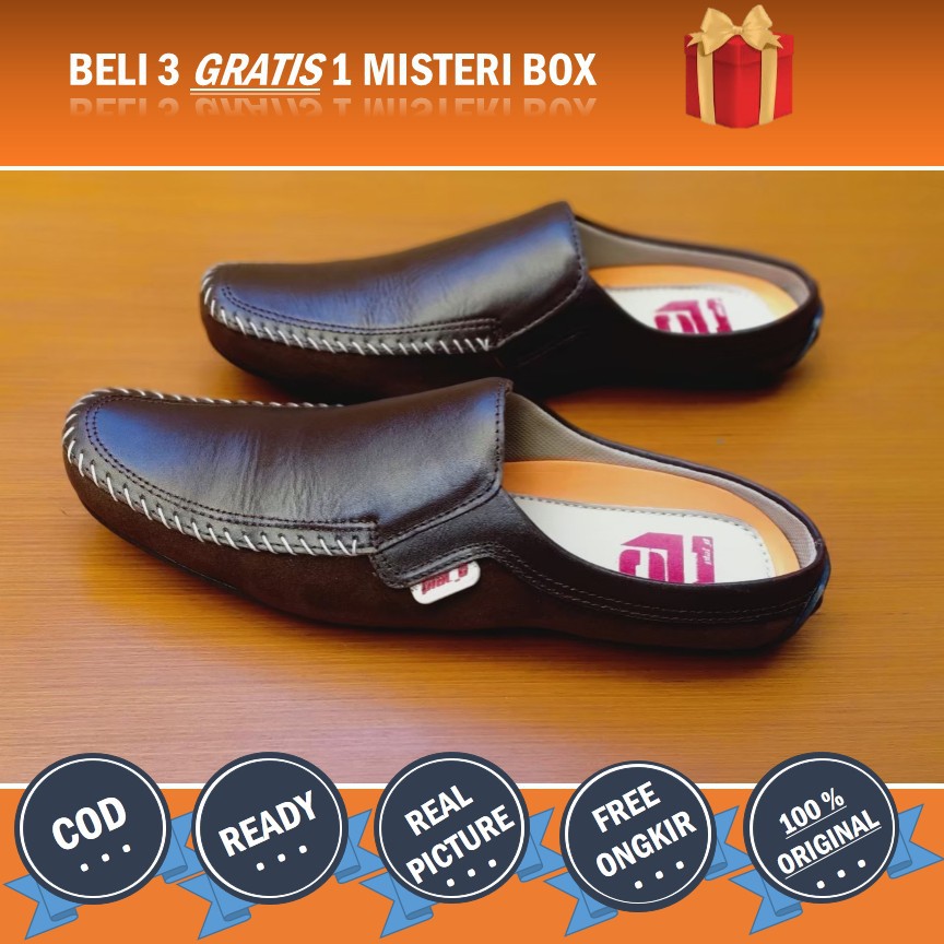 SLOP BUSTONG PLAT_D KULIT SENDAL SEPATU PRIA JALAN DAN GAYA PRIA KEREN TRENDY 2021