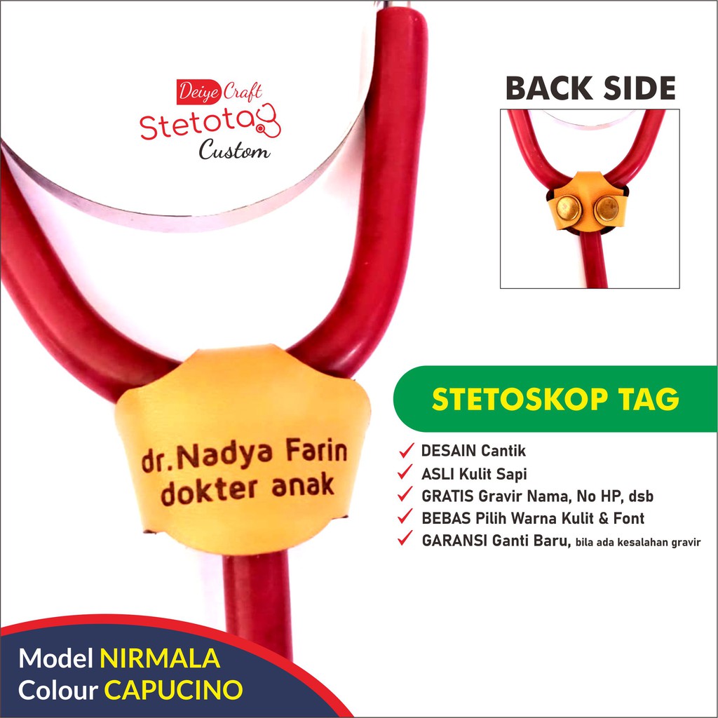 

NAME TAG STETOSKOP Leather StethosTag GRATIS Gravir Nama (Model NIRMALA)