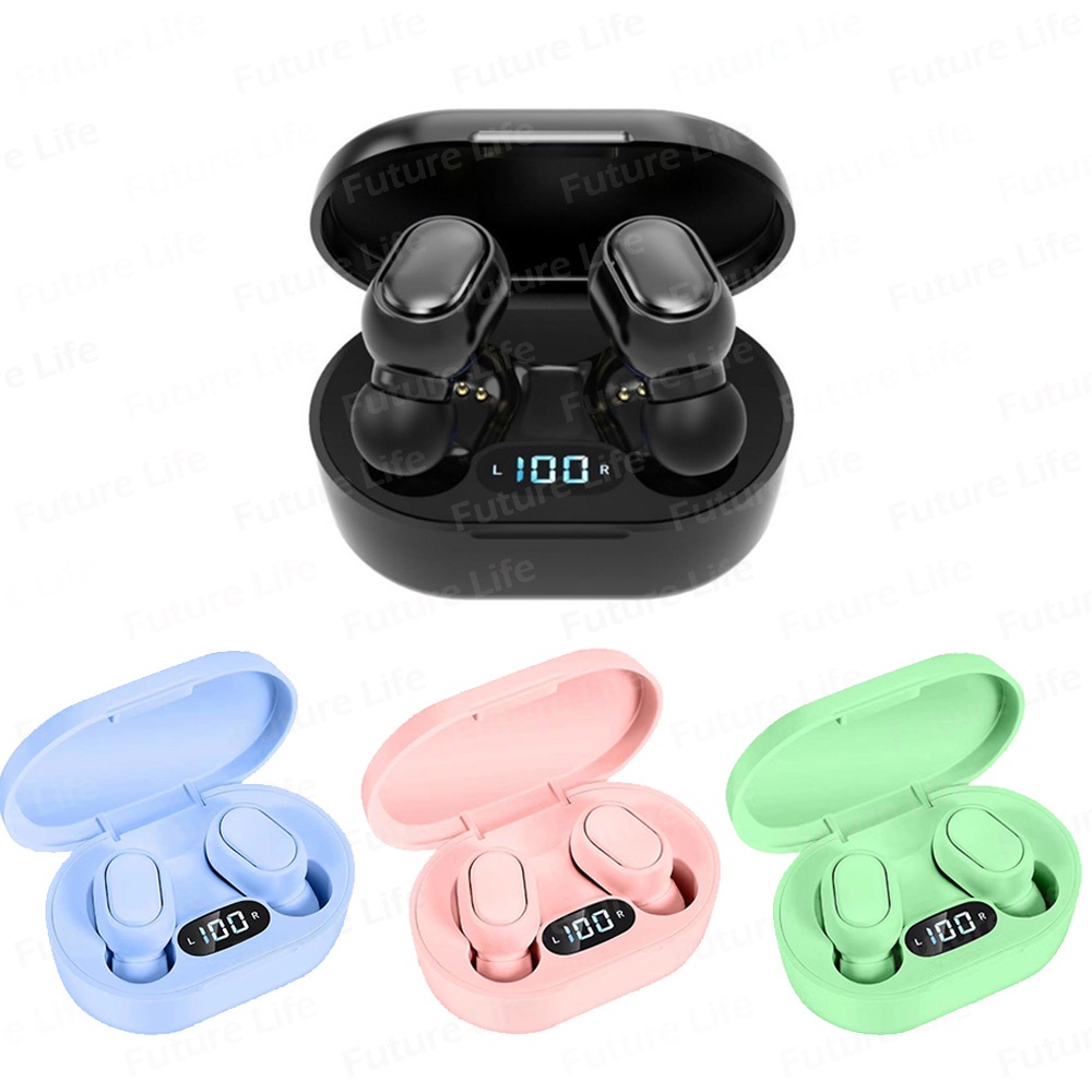 Earbuds Bluetooth Tampilan LED Macaron Airdots TWS E7S Earphone Bluetooth HiFi Stereo Smart Touch Wireless Earphone dengan Mic Headset Bluetooth Android