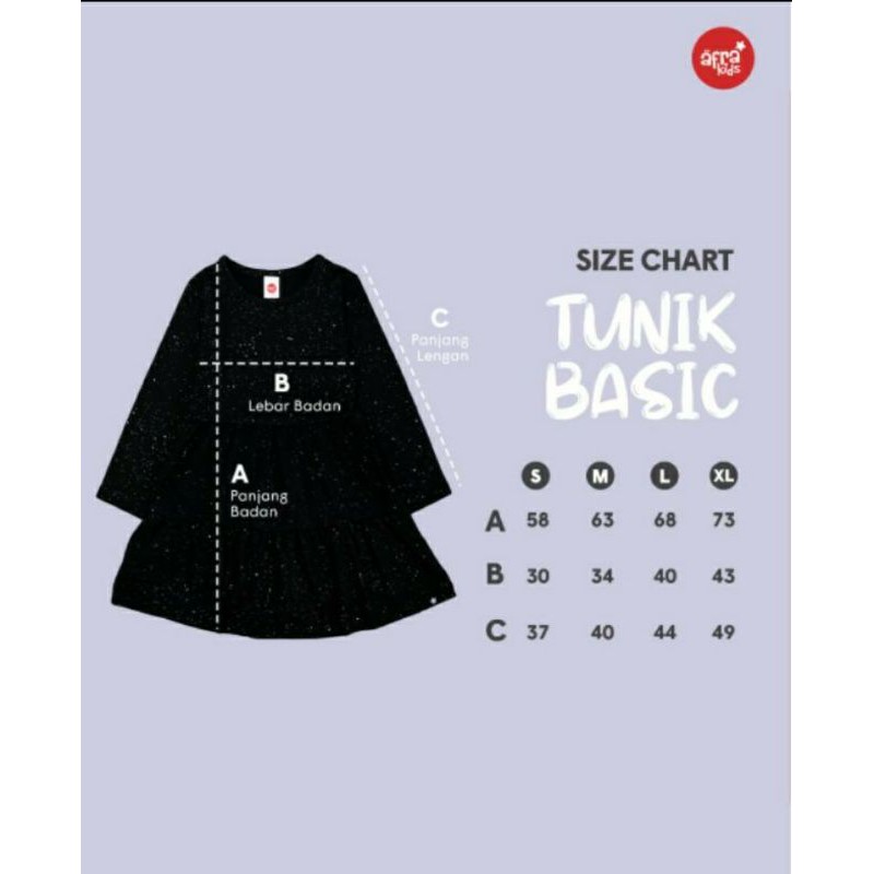 Tunik Basic Hitam blink-blink glitters by Afrakids AT001 AT002 AT003