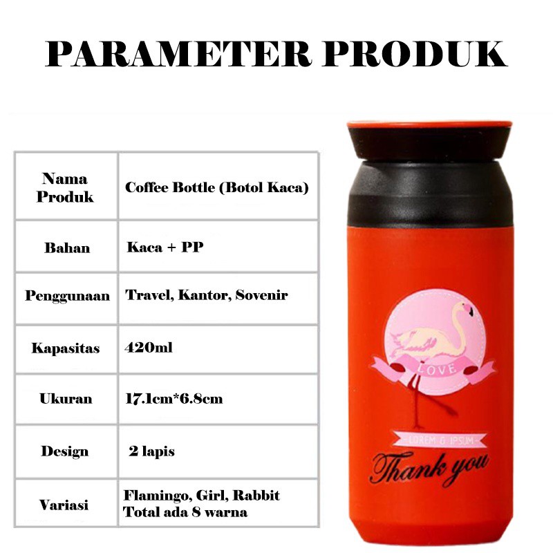 Botol Minum kaca Motif karakter Lucu