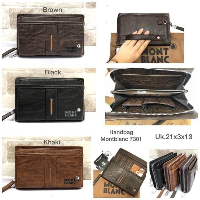 Clutch Pria Wanita Kulit Exclusive Bealle  YB55  Clutch Montblanc Motif Urat Kayu 7301 -