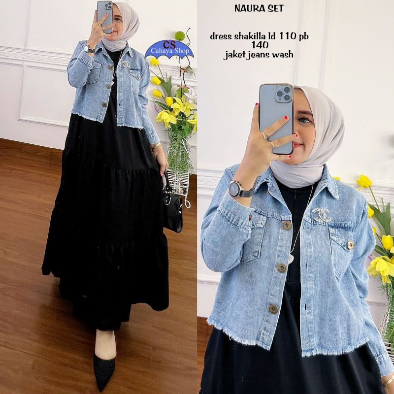 NAURA SET DRESS KUNTUNG DAN JAKET