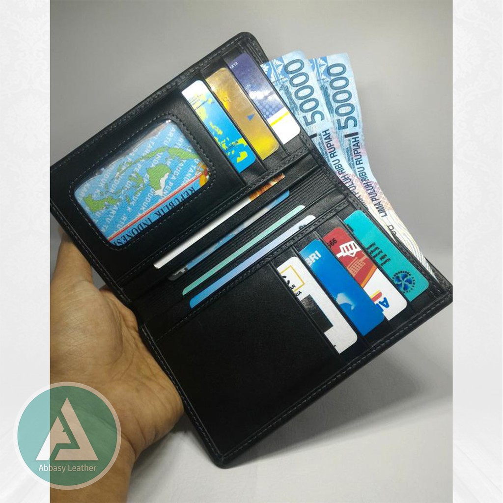 Dompet Kulit Pria Model 3/4 Kulit Sapi Asli Anti Api