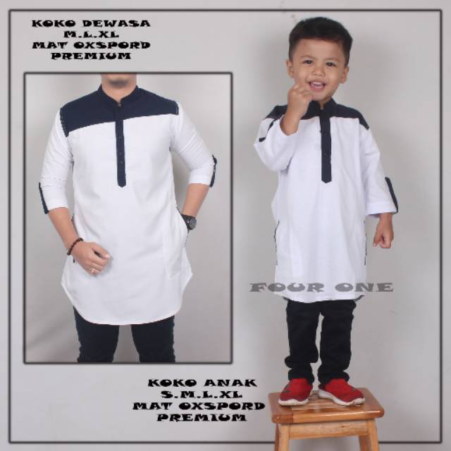  Baju  Koko  Couple  Anak dan Ayah Baju  Muslim Bayi Koko  Turki  