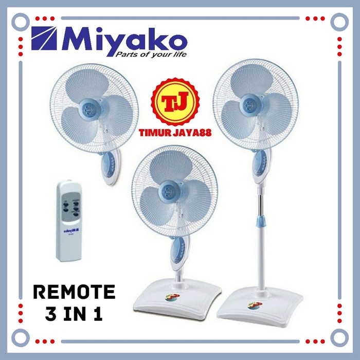 Kipas Angin Berdiri  Meja  Dinding 3in1 Kipas Remot  Remote Miyako - MIYAKO TJR 101