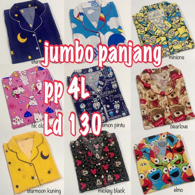 baju tidur jumbo bigsize xxxl 4L ld 130 lengan panjang