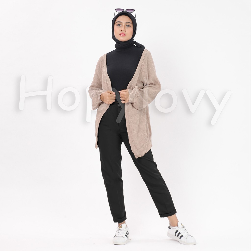 HOPYLOVY - Celana Kantor Baggy Pants Drill / Celana Bahan Panjang Wanita