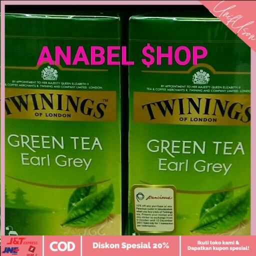 

⭐COD⭐ Teh Twinings of London Green Tea Earl Grey Tea Bag Twining Import