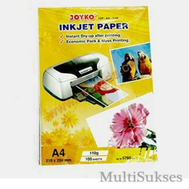 

RUMAH COD-INKJET PAPER KERTAS INKJET A4 110 GRAM 100LBR JOYKO IJPA4110