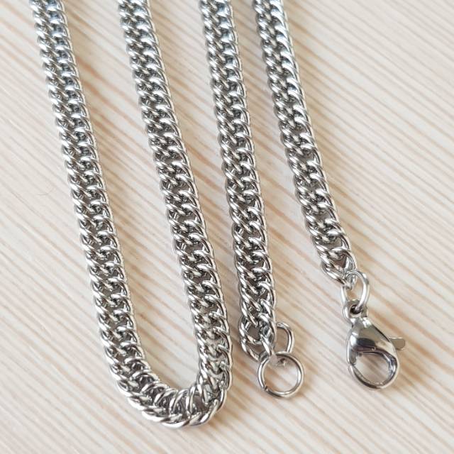 Kalung titanium Silver import antikarat Antiluntur KGS03