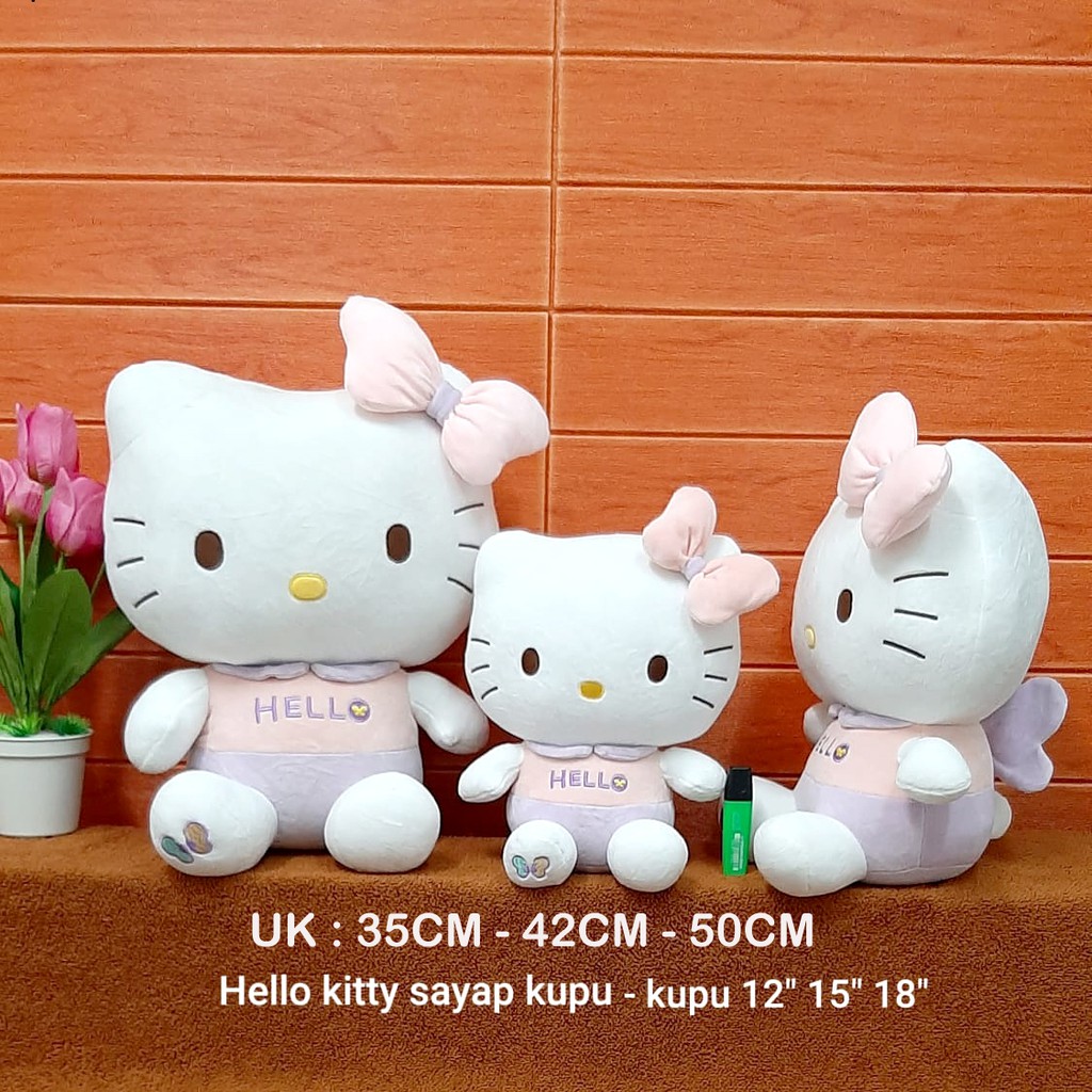 Boneka Hello Kitty Sayap Kupu-kupu Cat Kucing Pita Import Kado Anak Ultah