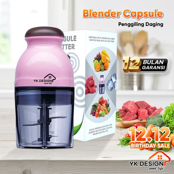 TERLARIS YK DESIGN YK-101 PENGGILING DAGING SAYUR CHOPPER BLENDER KAPSUL MINI